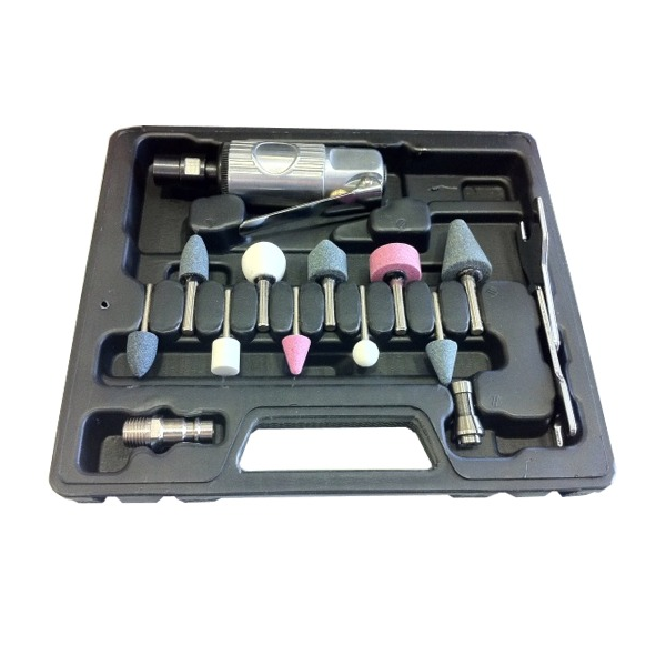 TRUSA DE 16 PIESE CU POLIZOR DREPT PNEUMATIC JBM