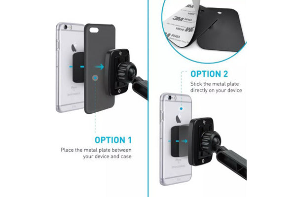 SUPORT TELEFON AUTO MAGNETIC CU FIXARE PE BORD/PARBRIZ CU VENTUZA