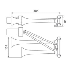 CLAXON CAMION CROM CU 2 GOARNE, MELODIC, 24V 1A CU COMPRESOR