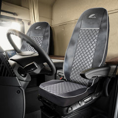 SET HUSE SCAUN TRUCK UMBRELLA PENTRU SCANIA SERIA R 2006-2020 PIELE ECOLOGICA NEAGRA+GRI