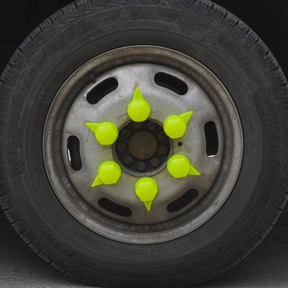 SET 10 BUCATI CAPAC PLASTIC PENTRU PREZON ROATA CU INDICATOR 33 MM NEON GALBEN 41 MM