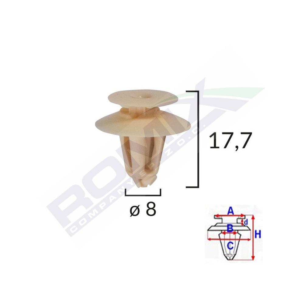 CLIPS TAPITERIE PENTRU AUDI/FORD/SEAT/VW 8X17.7MM - BEJ SET 25 BUC