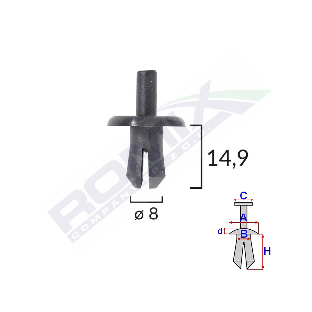 CLIPS FIXARE PENTRU AUDI, MERCEDES, OPEL 8X14.9MM NEGRU - SET 10 BUC