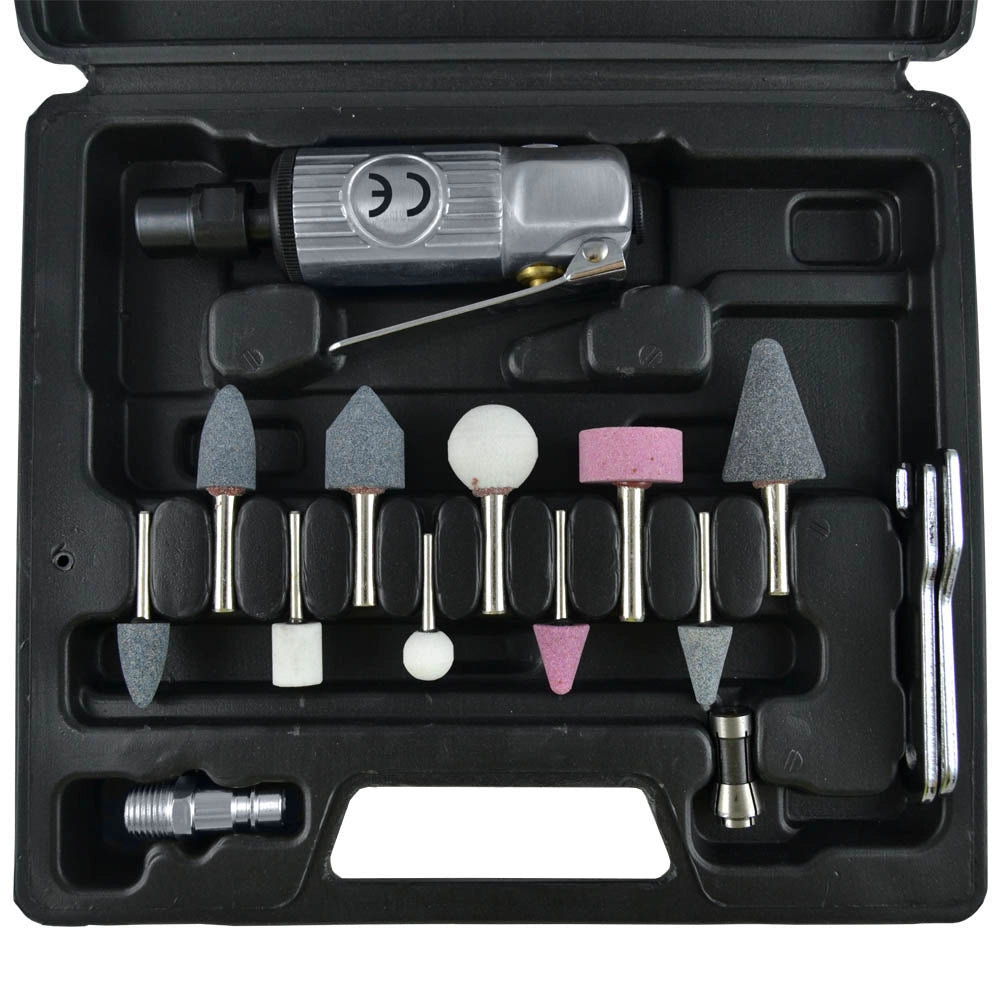 TRUSA DE 16 PIESE CU POLIZOR DREPT PNEUMATIC JBM