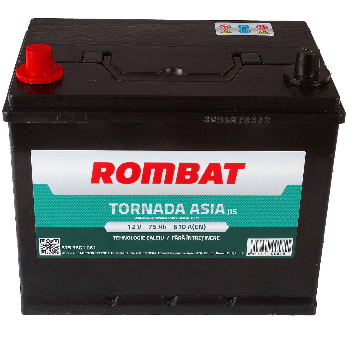 Acumulator Rombat Tornada Asia 75 Ah [Born? Invers?]