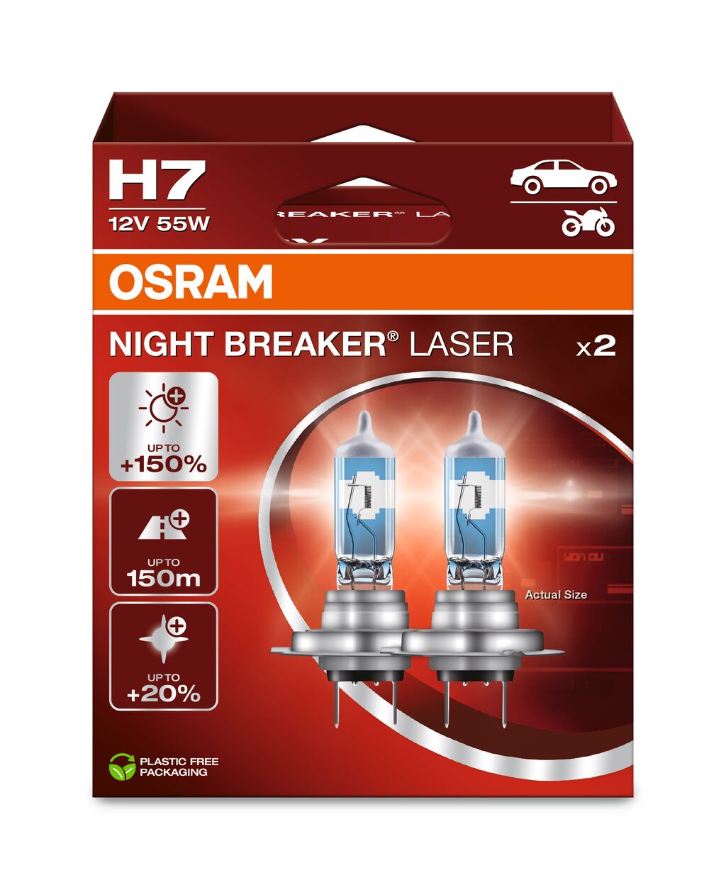 SET 2 BECURI 12V H7 55 W NIGHT BREAKER LASER NextGen +150% OSRAM