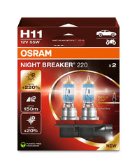 SET 2 BECURI 12V H11 55 W NIGHT BREAKER +200% OSRAM