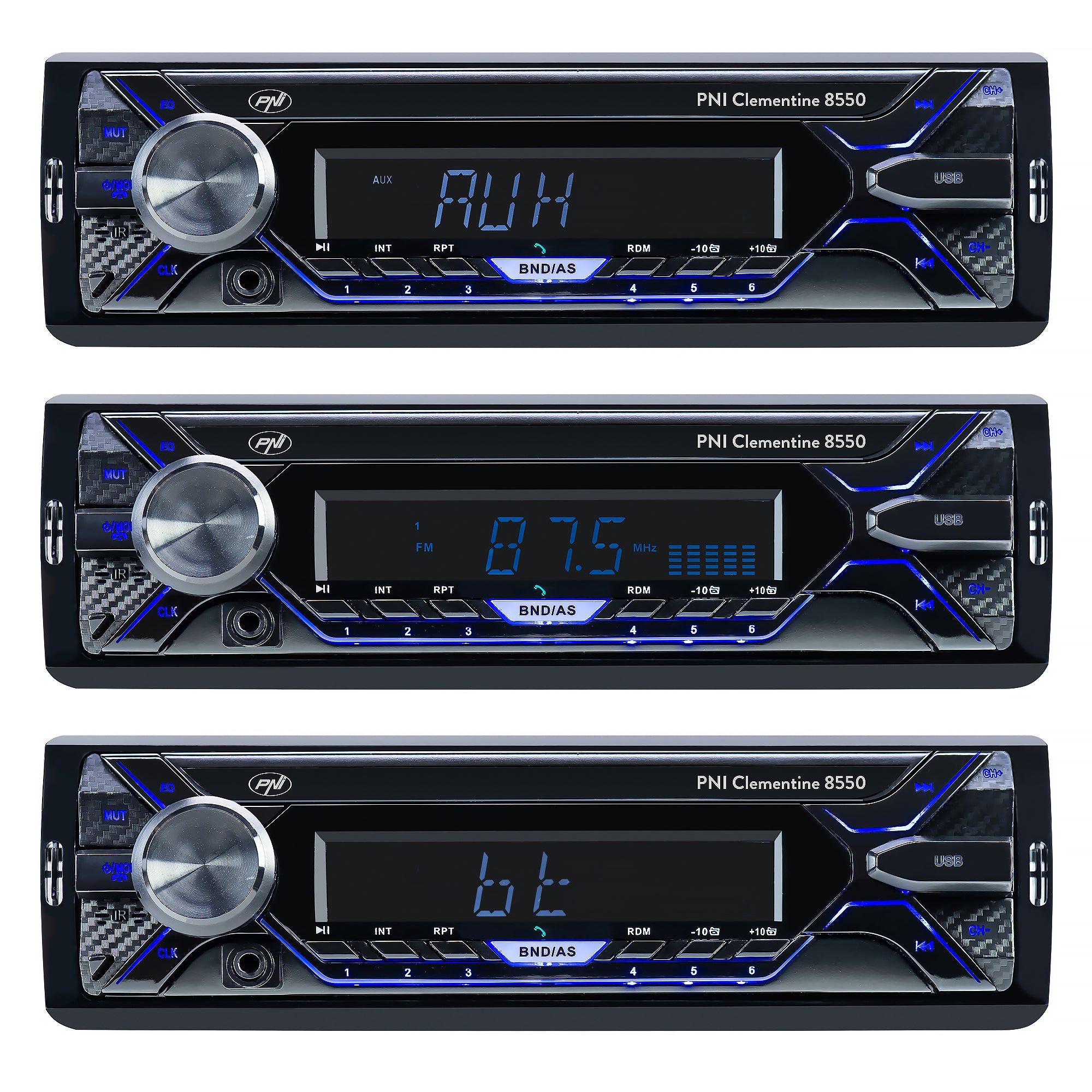 RADIO MP3 PLAYER AUTO PNI CLEMENTINE 8550BT, FATA DETASABILA, 4X45W, 12V, 1 DIN, CU SD, USB, AUX, RCA