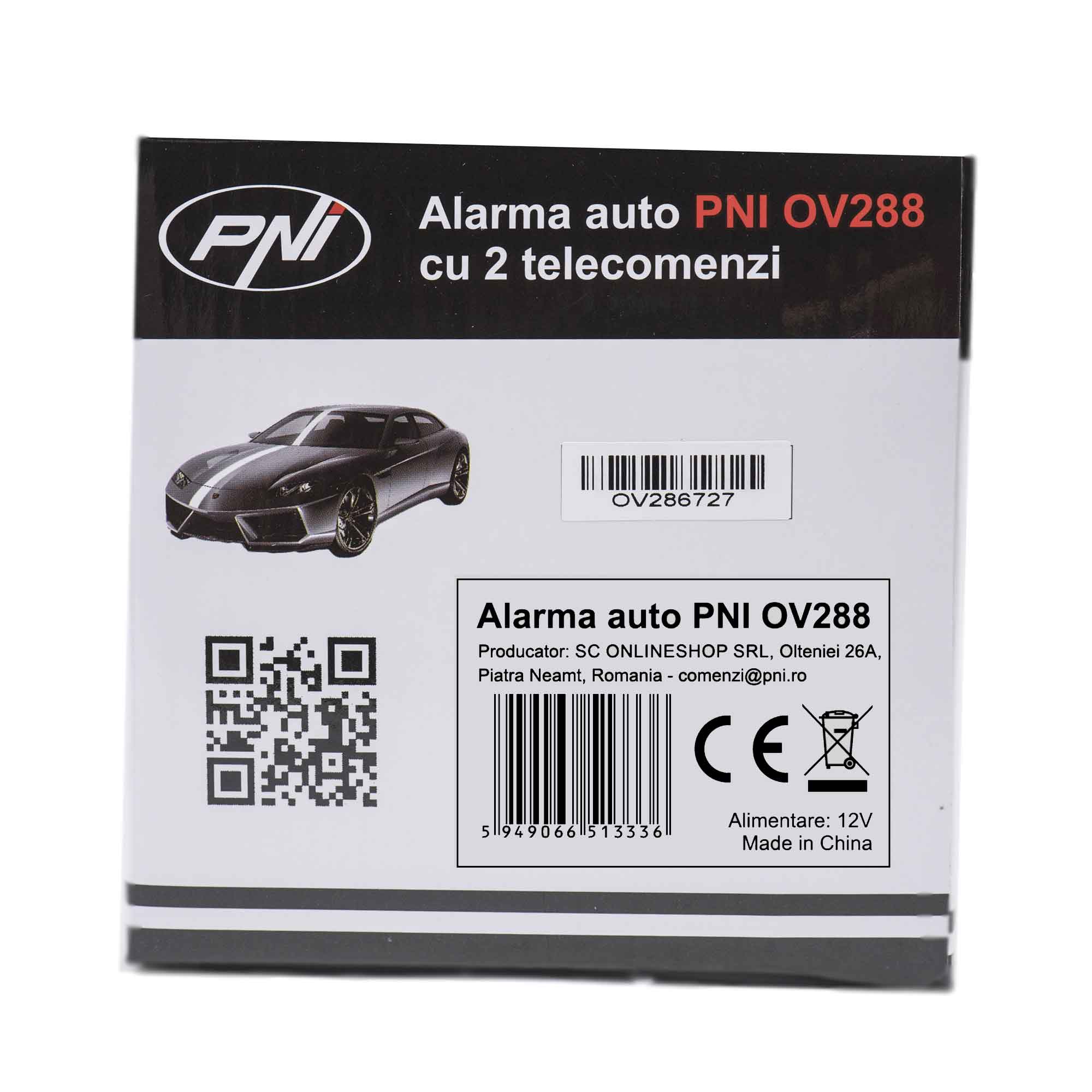 ALARMA AUTO CU 2 TELECOMENZI SI MODUL INCHIDERE CENTRALIZATA (FARA ACTUATORI)(include taxa de timbru verde)