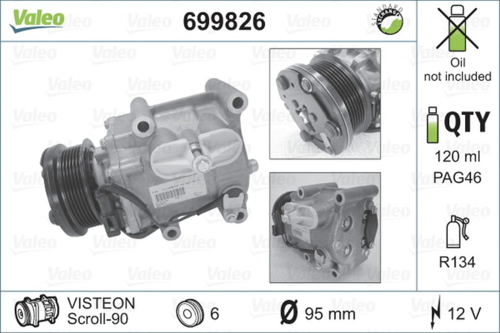 Compresor clima FORD TRANSIT CONNECT P65 P70 P80 VALEO 699826