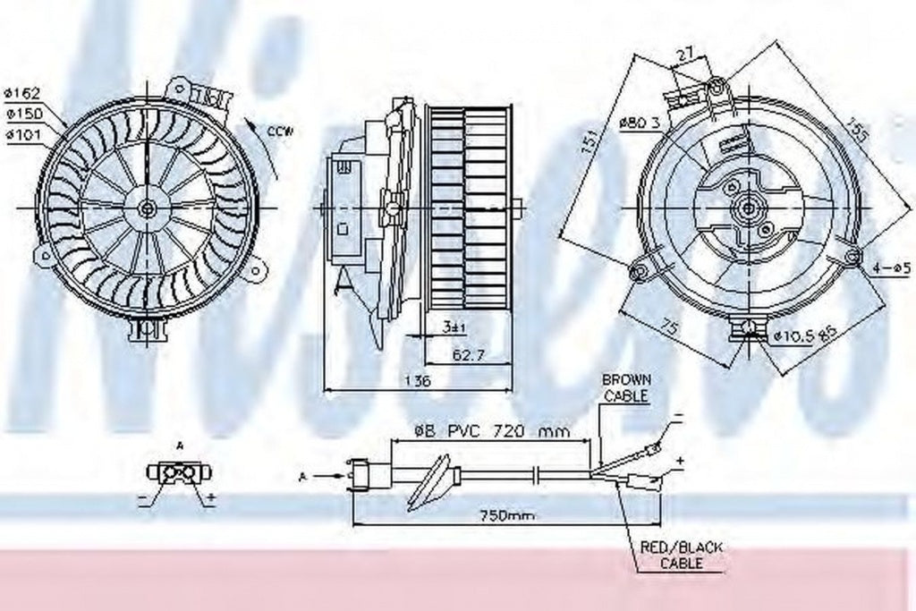 Ventilator habitaclu bord MERCEDES-BENZ KOMBI combi S124 NISSENS 87153