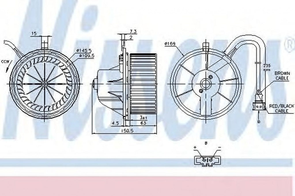 Ventilator habitaclu bord VW TRANSPORTER IV platou sasiu 70XD NISSENS 87155